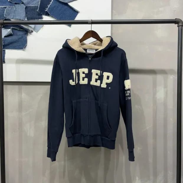 (95) 지프 캐주얼 빅로고 자수 양털 기모 후드집업 자켓