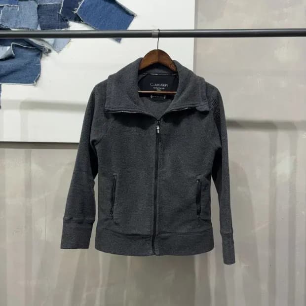 (95) 캘빈클라인 CK 여성 캐주얼 자수 후리스 플리츠 자켓