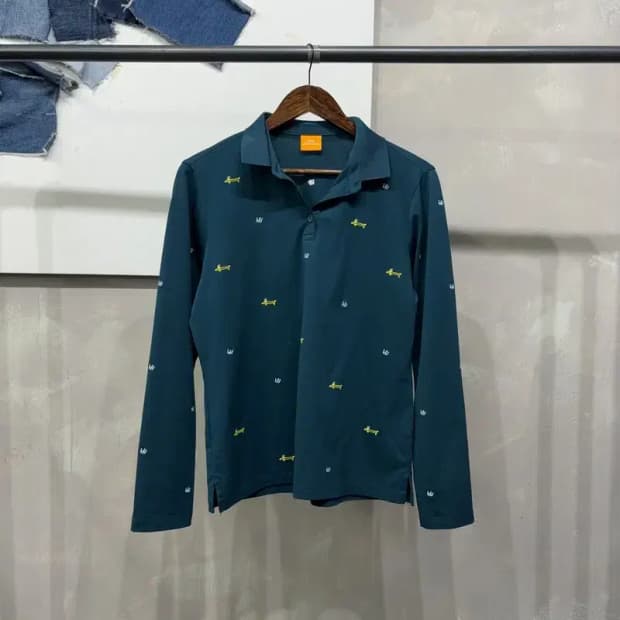 (100) 루이까스텔 여성 골프 스포츠 자수 기능성 긴팔 카라티