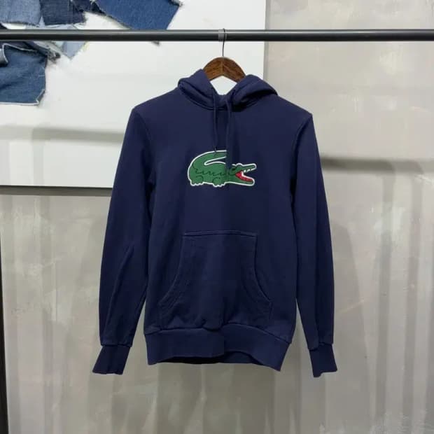 (95) 라코스테 여성 캐주얼 자수 네이비 후드티