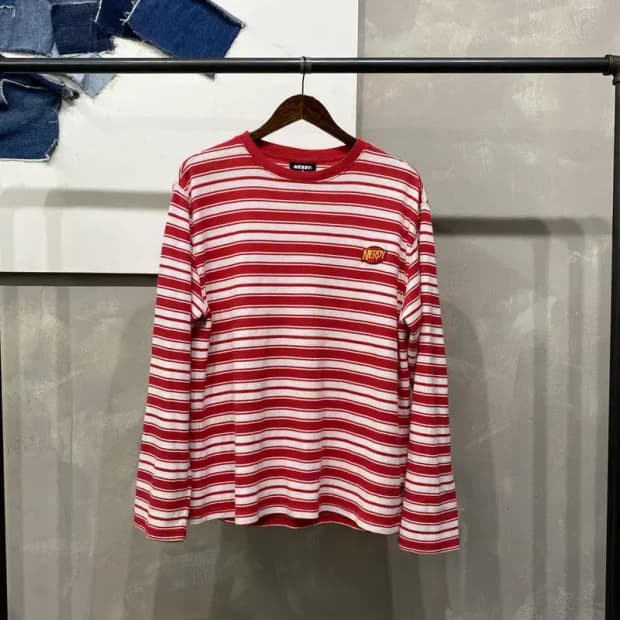 (105) 널디 캐주얼 스트릿 스트라이프 와플 긴팔티