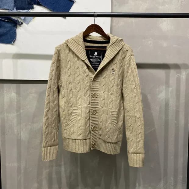(100) 티니위니 캐주얼 케이블 꽈배기 후드 니트 가디건