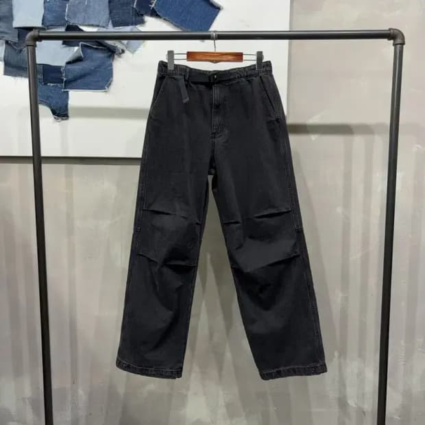 (29인치) 무신사스탠다드 스트릿 벨티드 더블니 흑청바지 데님팬츠