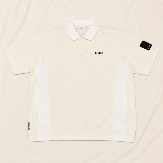 XL)골든베어 GOLF 로고 우븐 메쉬 하이브리드 반팔 카라 풀오버