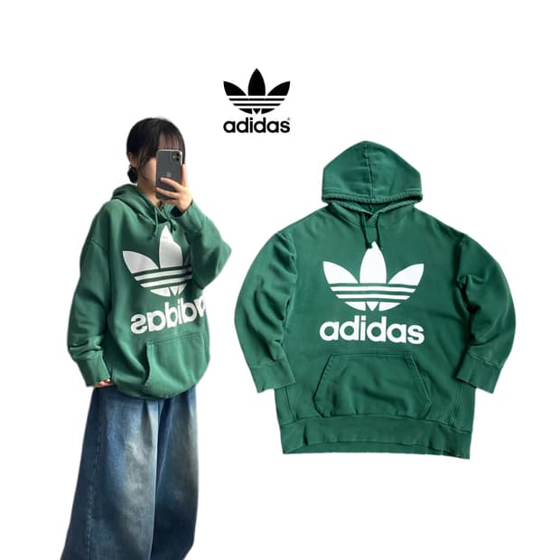 아디다스 신형 파이어버드 빅로고 후드티 그린