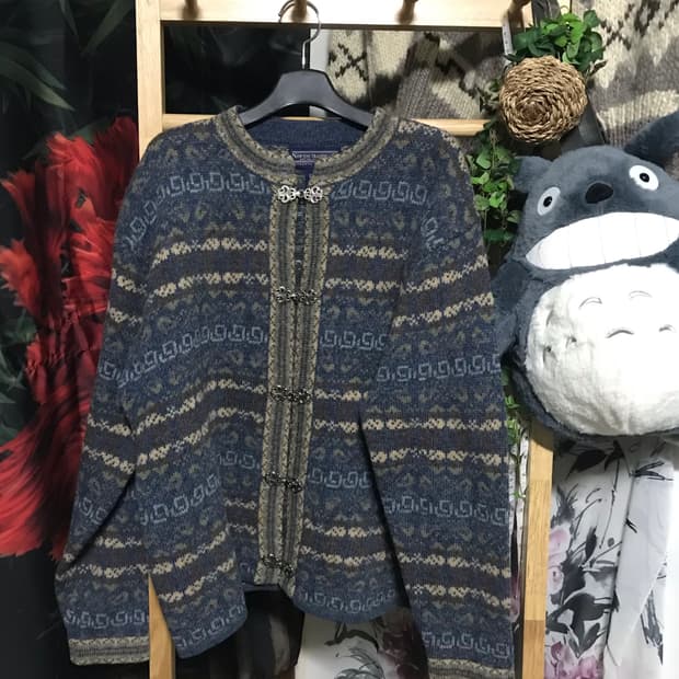 버클디테일 페어아일 노르딕 가디건