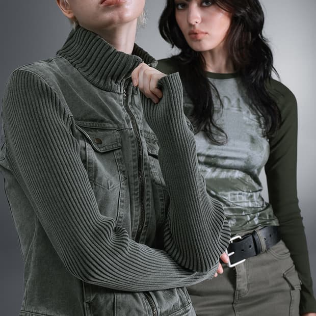 블랙업 [made] 틴거 니트 자켓 카키