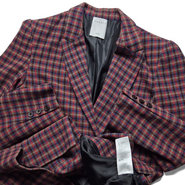 [M] 산드로 더블 브레스트 체크 블레이저 자켓