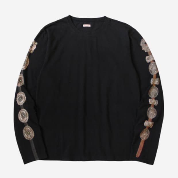 4) 캐피탈 코튼 클루론 벨트 콘초 벨트 롱슬리브 긴팔 티셔츠 블랙