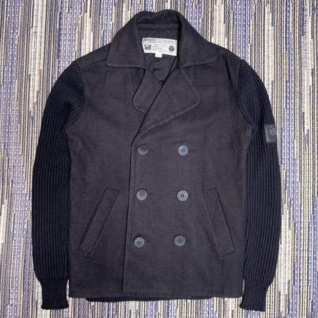 디젤 울 니트 콤비 피코트