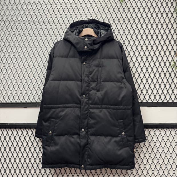 버버리 골프 다운 후드 롱패딩 안감 노바체크 포인트 하이넥 블랙