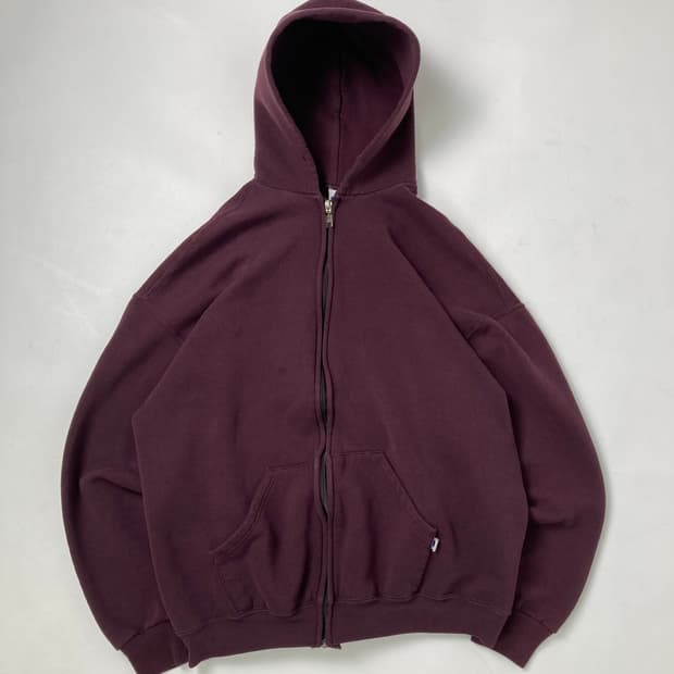 90s Russell Zip Up Hoodie (deep plum)