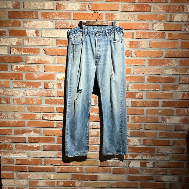 80s USA 빈티지 리바이스 501 이행기 논셀비지 데님 팬츠