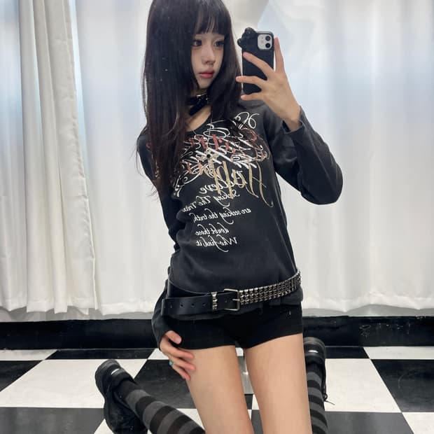 🎸블랙 재패니즈 레터링 프린팅 롱슬리브🎸