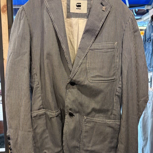 지스타 로우 스트라이프 블레이저 자켓