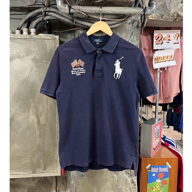 폴로 랄프로렌 빅포니 USA 반팔 카라티 네이비 XL #csz3149