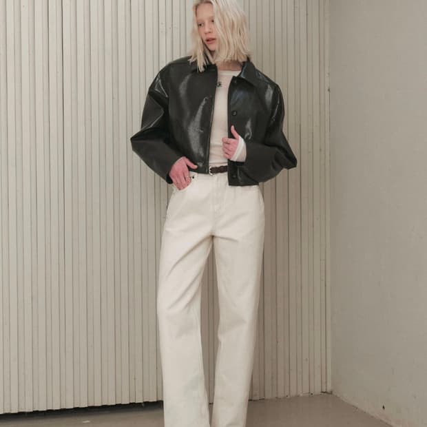 시티브리즈 비건 레더 크롭 자켓_KHAKI