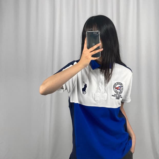 폴로 빅포니 블루 럭비 반팔