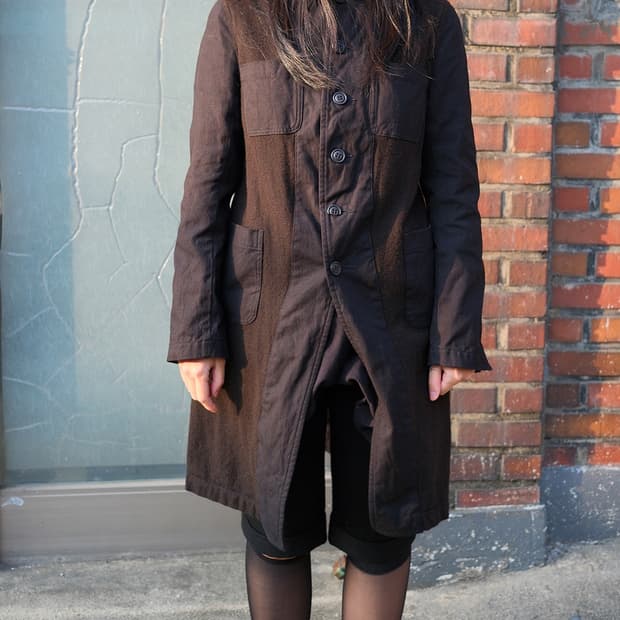 Wool & cotton combi long coat