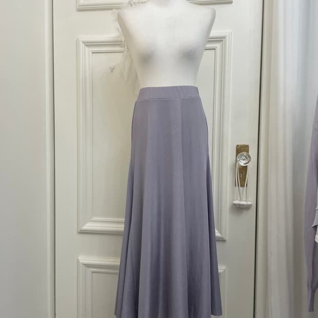 lavender basic long banding skirt