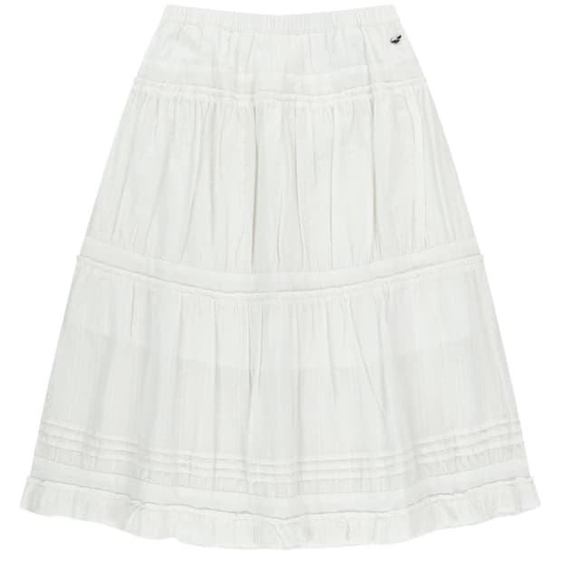 코이세이오 셔링 미디 스커트 화이트