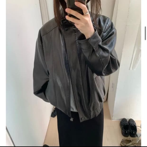 플란넬 하이넥 레더자켓 도매택