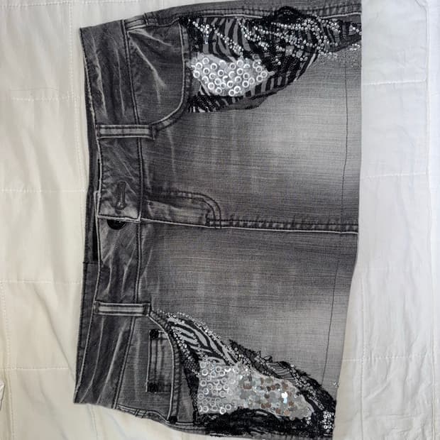 회색 빈티지 큐빅 미니 스커트 팔아요