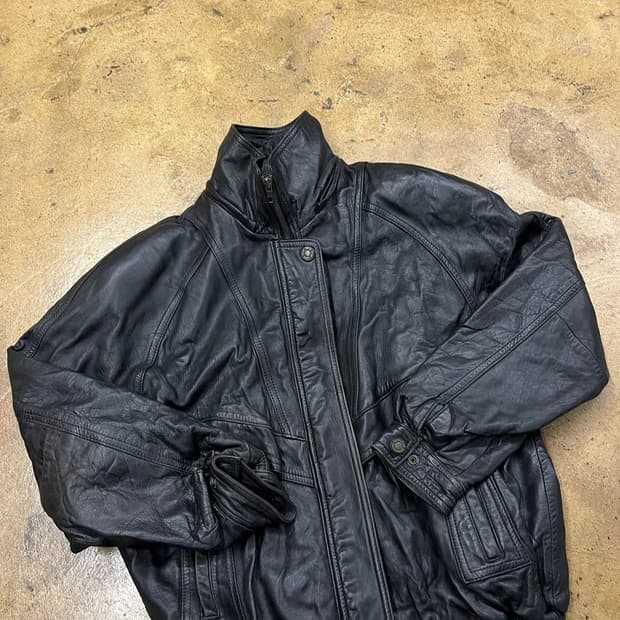 [정품/XL] 월드패션 빈티지 블랙 봄버 가죽 자켓 b18