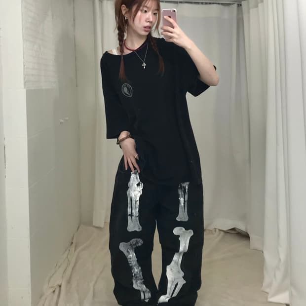 🏴‍☠️ 스윙잉 본 커스텀 블랙 스트릿 코디 세트