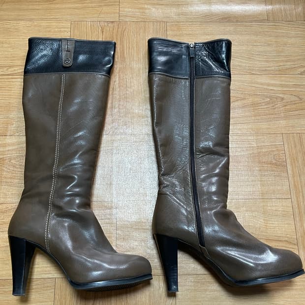 닥스 정품 여성용 가죽 하이힐 부츠 브라운 240