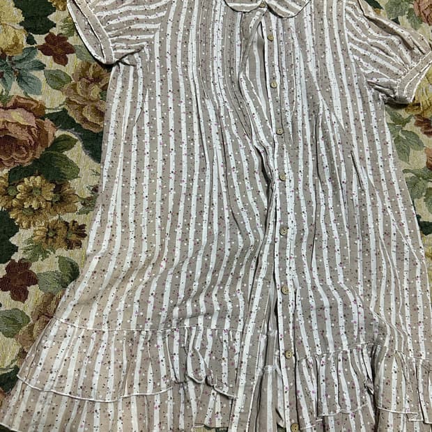 빈티지 잔꽃 스트라이프 캉캉 원피스