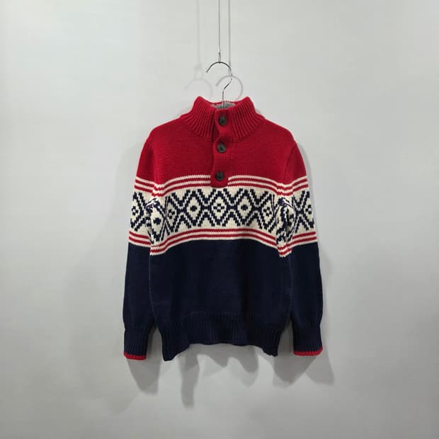 갭 키즈 풀오버 하프버튼 노르딕 니트 S/6/7