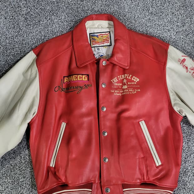 아메코 빈티지 가죽 스타디움 자켓
