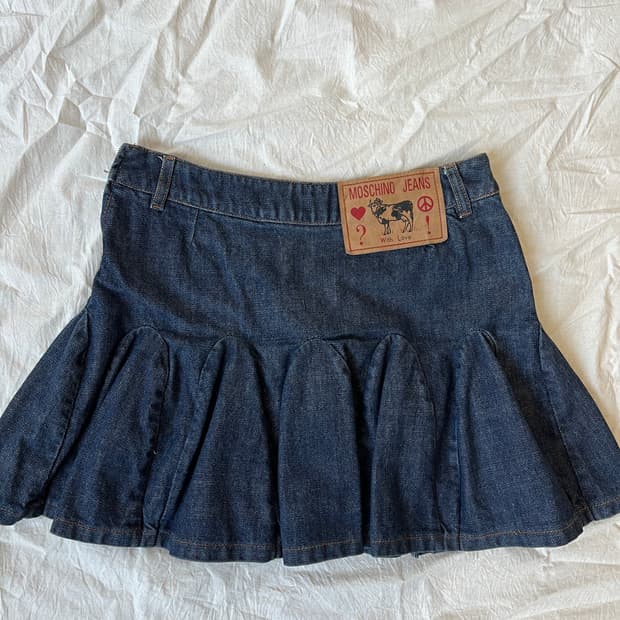 moschino frill denim mini skirt