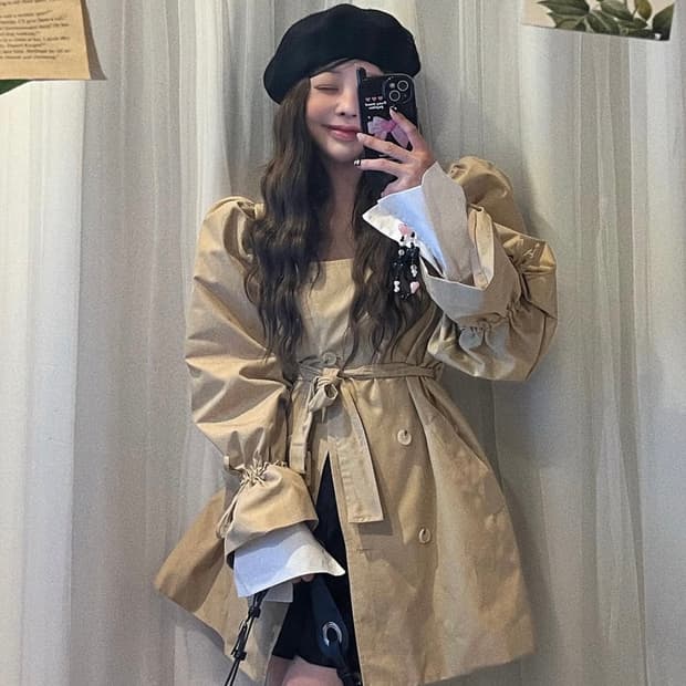 Unia 유니아 블랙 트렌치 코트 유앤아인 트렌치코트