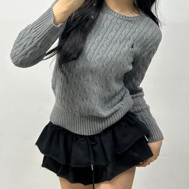 폴로 랄프로렌 그레이 케이블 걸즈 코튼 크루넥 니트(L)