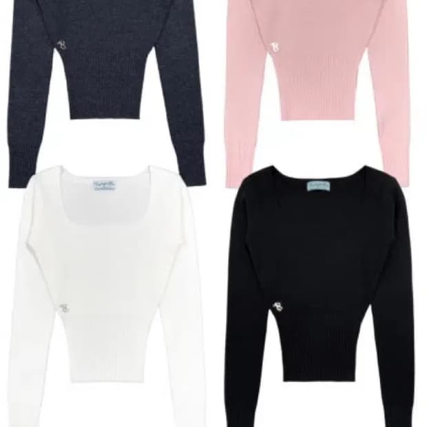 (새상품) 페일제이드 스퀘어 넥 니트 티 롱 슬리브 블랙