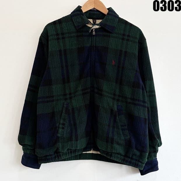 폴로 골프 체크 집업 자켓 S 실측 L 0303 