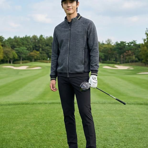 볼빅(Volvik) 남성 배색 집업 니트 자켓