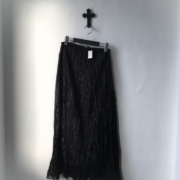 Side layer point pleats long skirt