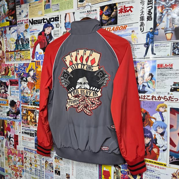 후부 자수 패치 누빔 바람막이 바시티 자켓