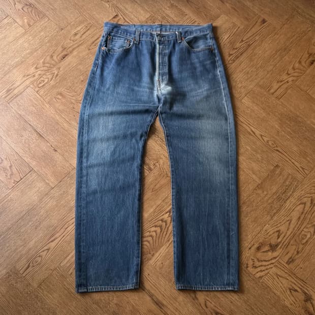 [36]리바이스 501 빈티지 워싱 미디엄블루 데님 팬츠