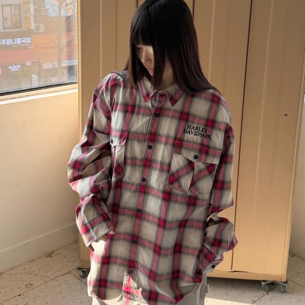 할리데이비슨 긴팔 체크 셔츠 