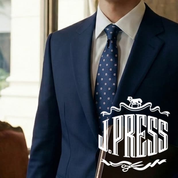 제이프레스 네이비 자카드 기하학 패턴 넥타이 9cm A+등급 E867
