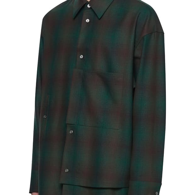 우영미 21fw 그린 체크 투웨이 셔츠 46 48