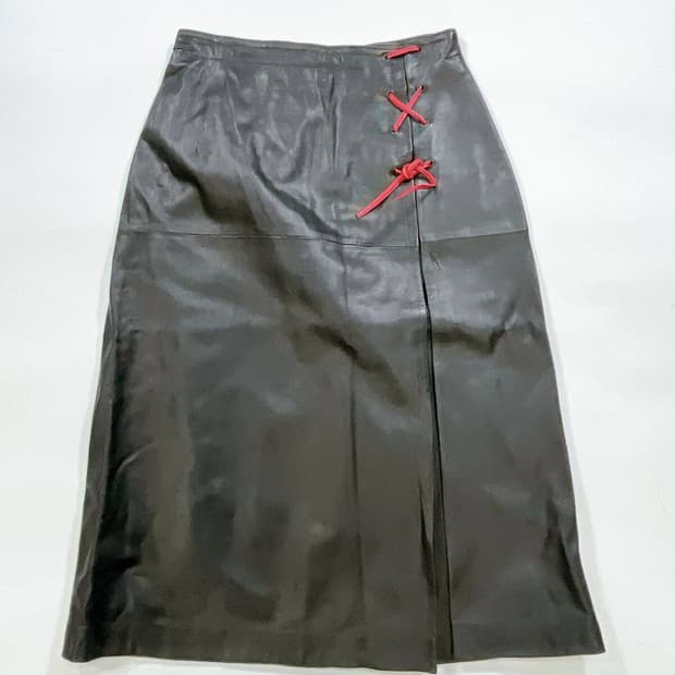 발렌티노 레더 레이스 스커트