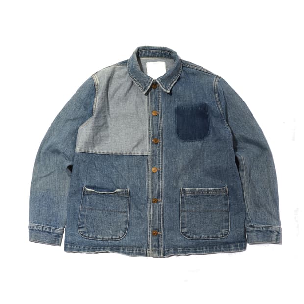 VINTAGE 배색 패치워크 데님 워크자켓 size Free