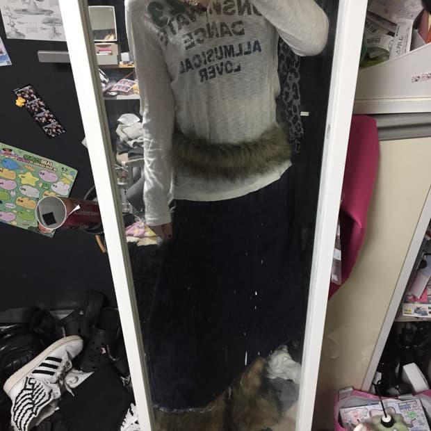 빈티지 패치워크 후드 슬리브 + 데님 맥시 스커트