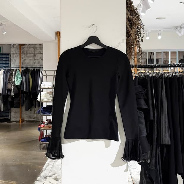 알렉산더 왕 블랙 비스코스 쉬어 벨 롱 슬리브