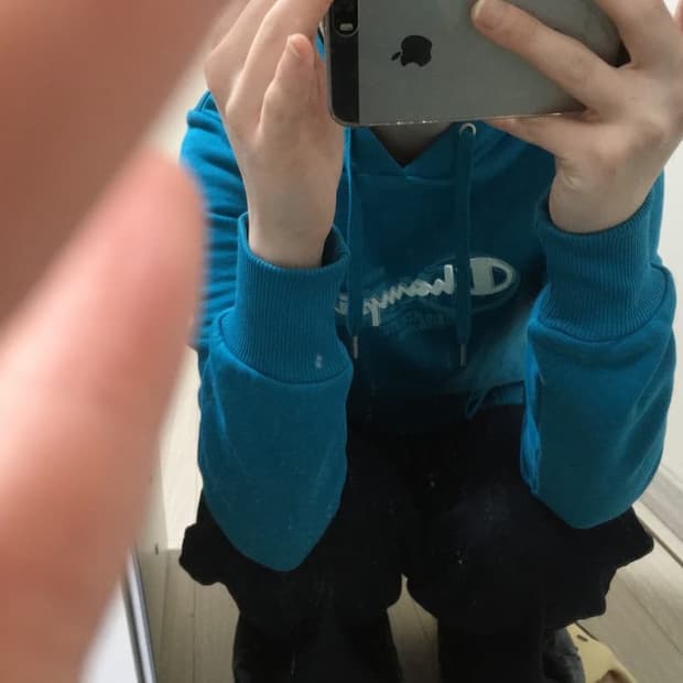 챔피온 블루 너드 핏 후드